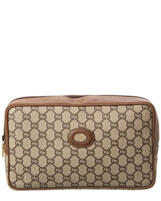 Gucci Brown GG Supreme Canvas Plus Pouch (Authentic Pre-Owned)