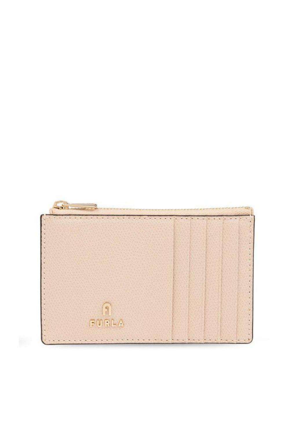 Furla Camelia Logo Plaque Zipped Medium Card Holder
