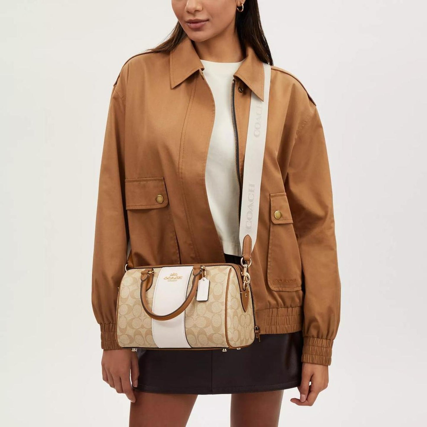 Coach Outlet Rowan Satchel In Signature Canvas With Stripe