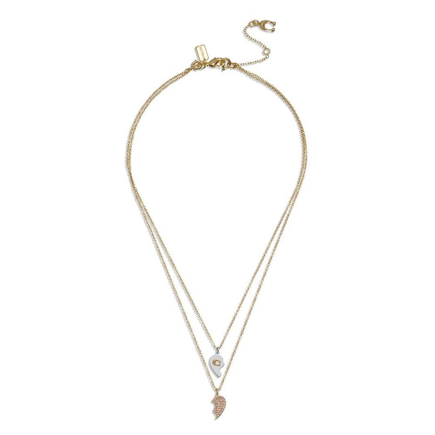 Faux Stone Signature Broken Heart Layered Necklace