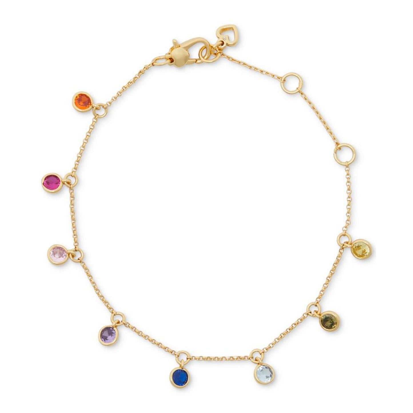 Gold-Tone Stone Bezel Dangle Chain Bracelet
