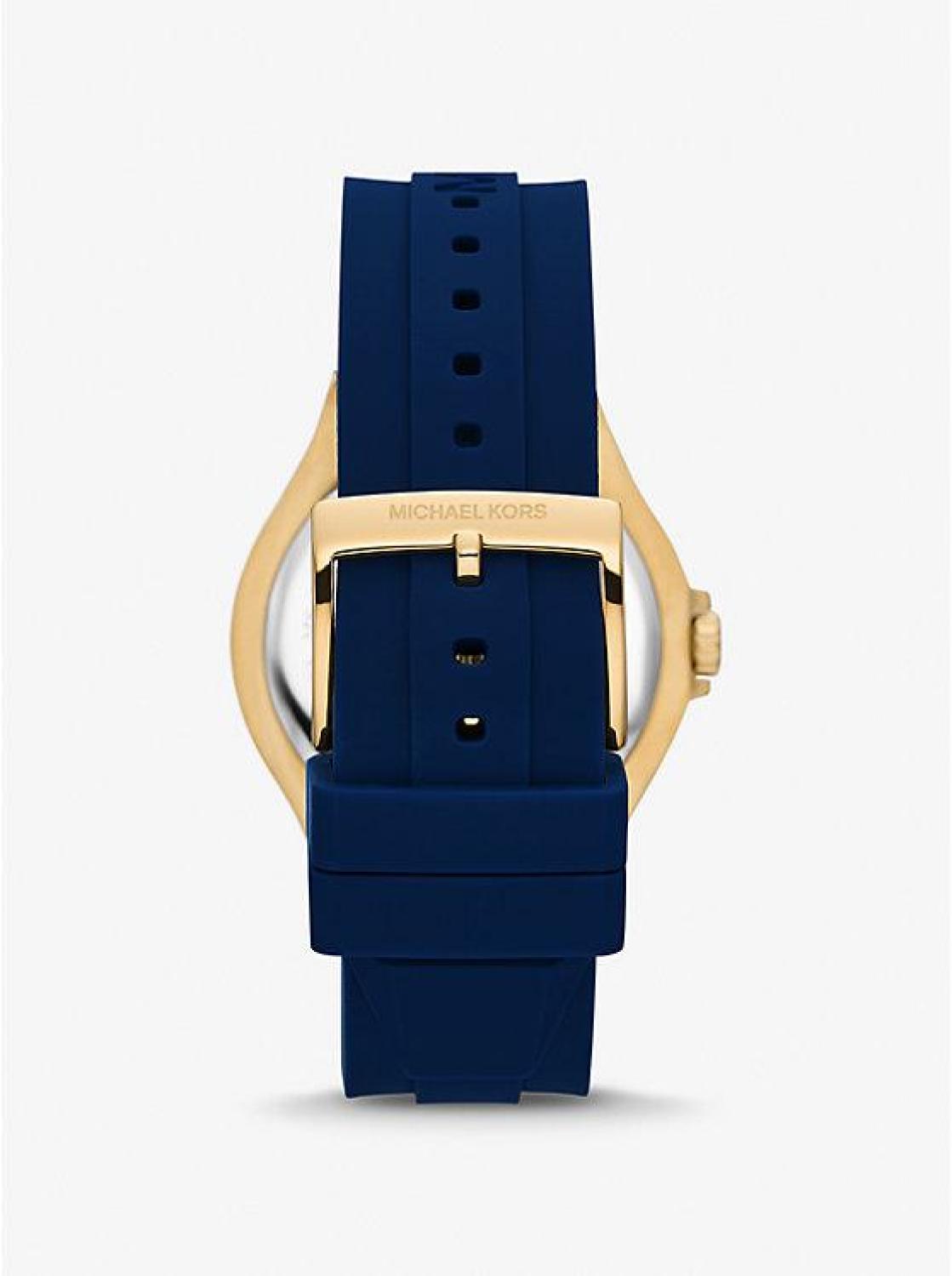 Oversized Lennox Pavé Gold-Tone and Silicone Watch