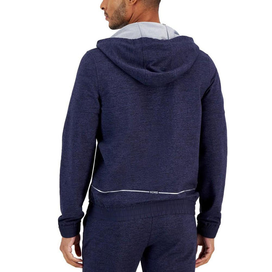 Men's Athletic-Fit Wrinkle-Resistant Performance Stretch Mixed-Media Full-Zip Tracksuit Hoodie