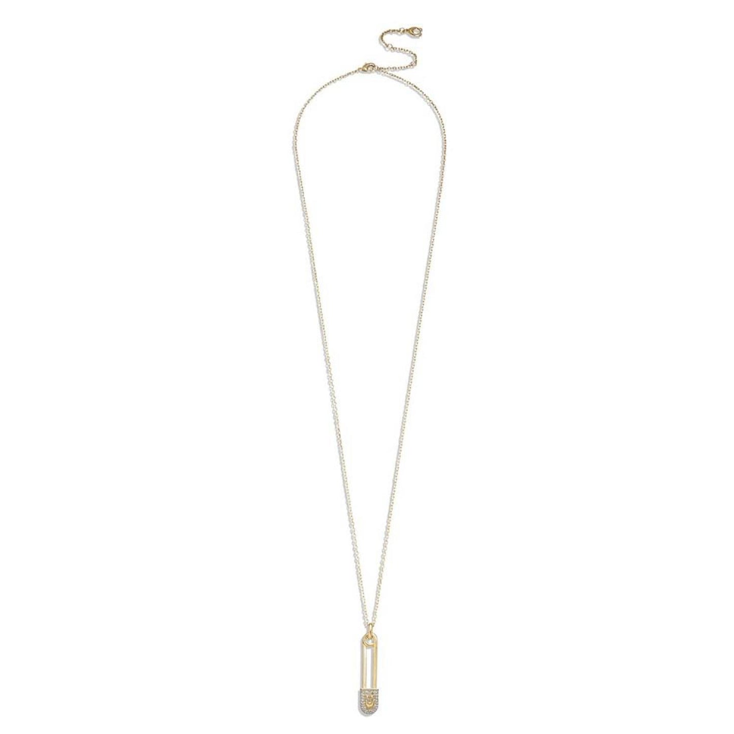 Faux Stone Signature Pin Pendant Necklace