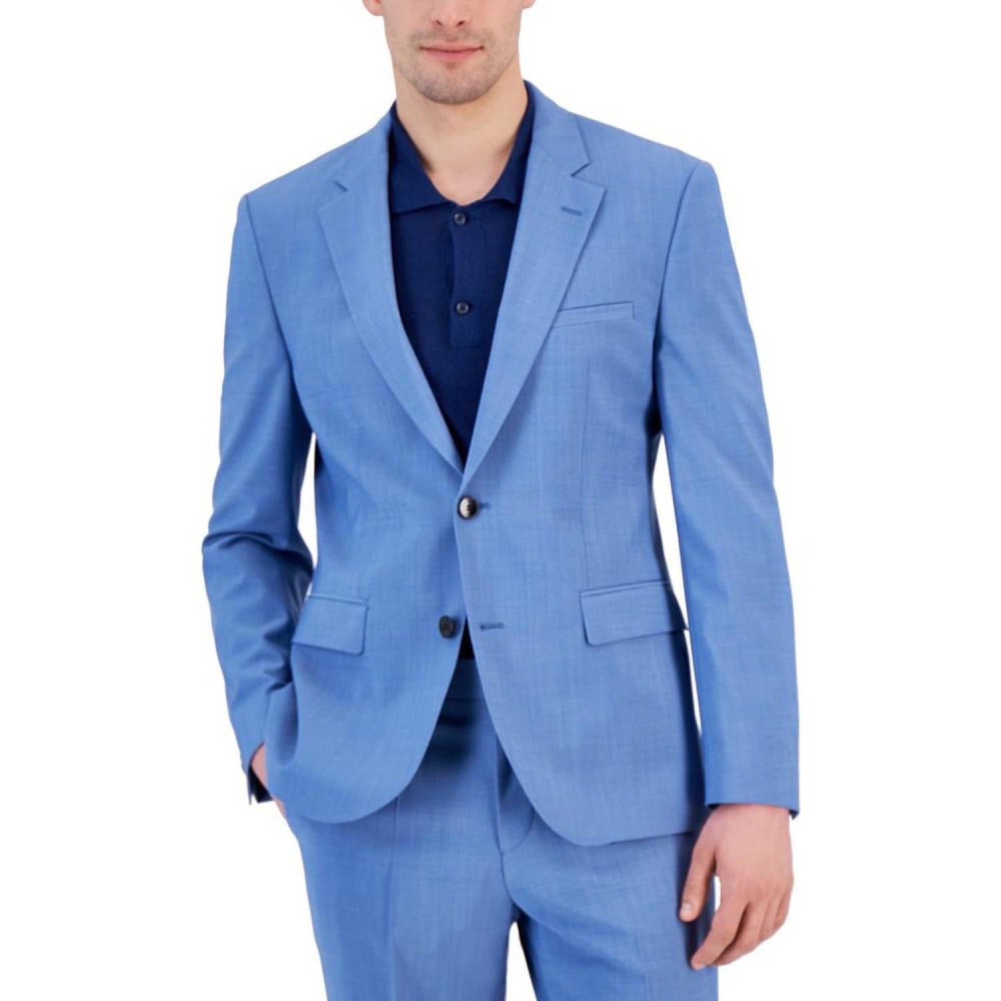 Men's Modern-Fit Light Blue Superflex Suit Jacket