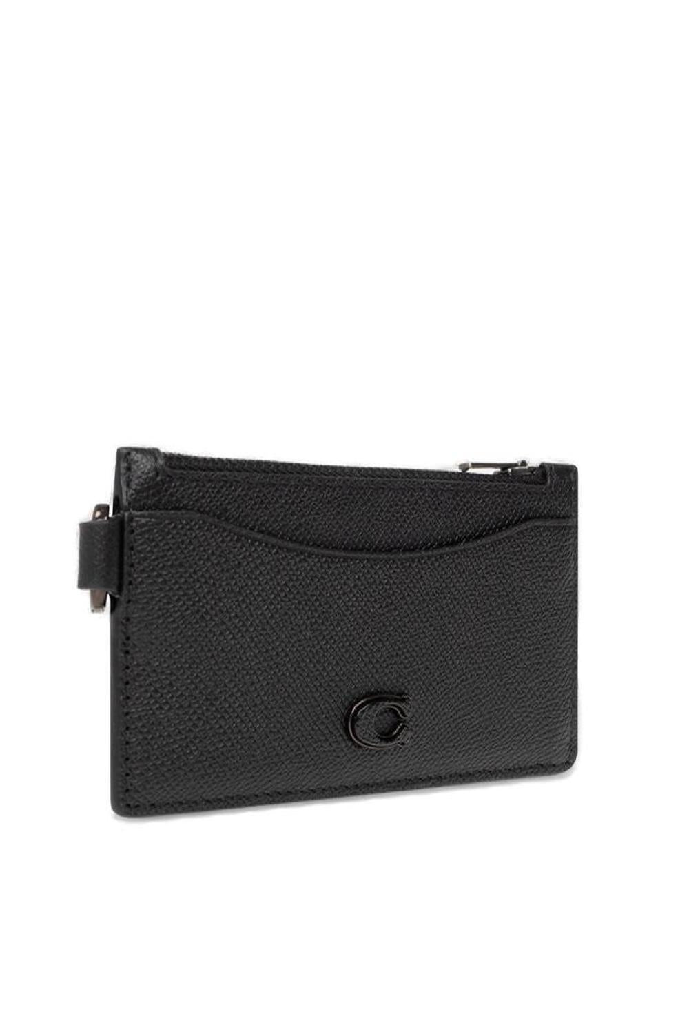 Coach Logo Plaque Zipped Card Case
