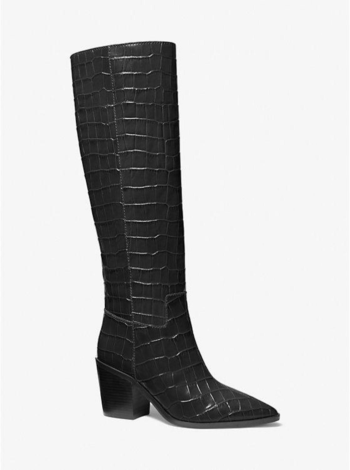 Loni Crocodile Embossed Leather Boot