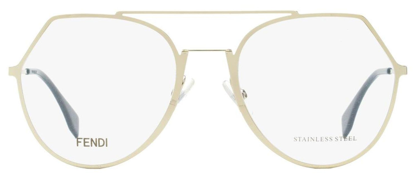 Fendi Women's Oval Eyeglasses FF0329 3YG Light Gold/Teal 53mm
