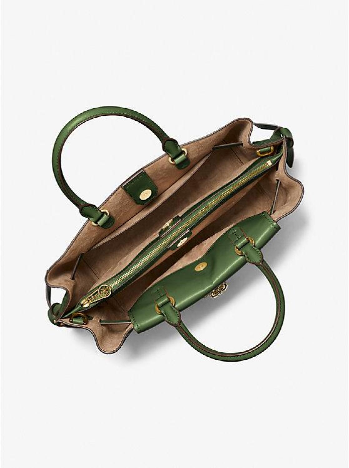 Hamilton Legacy Large Crocodile Embossed Leather Belted Satchel