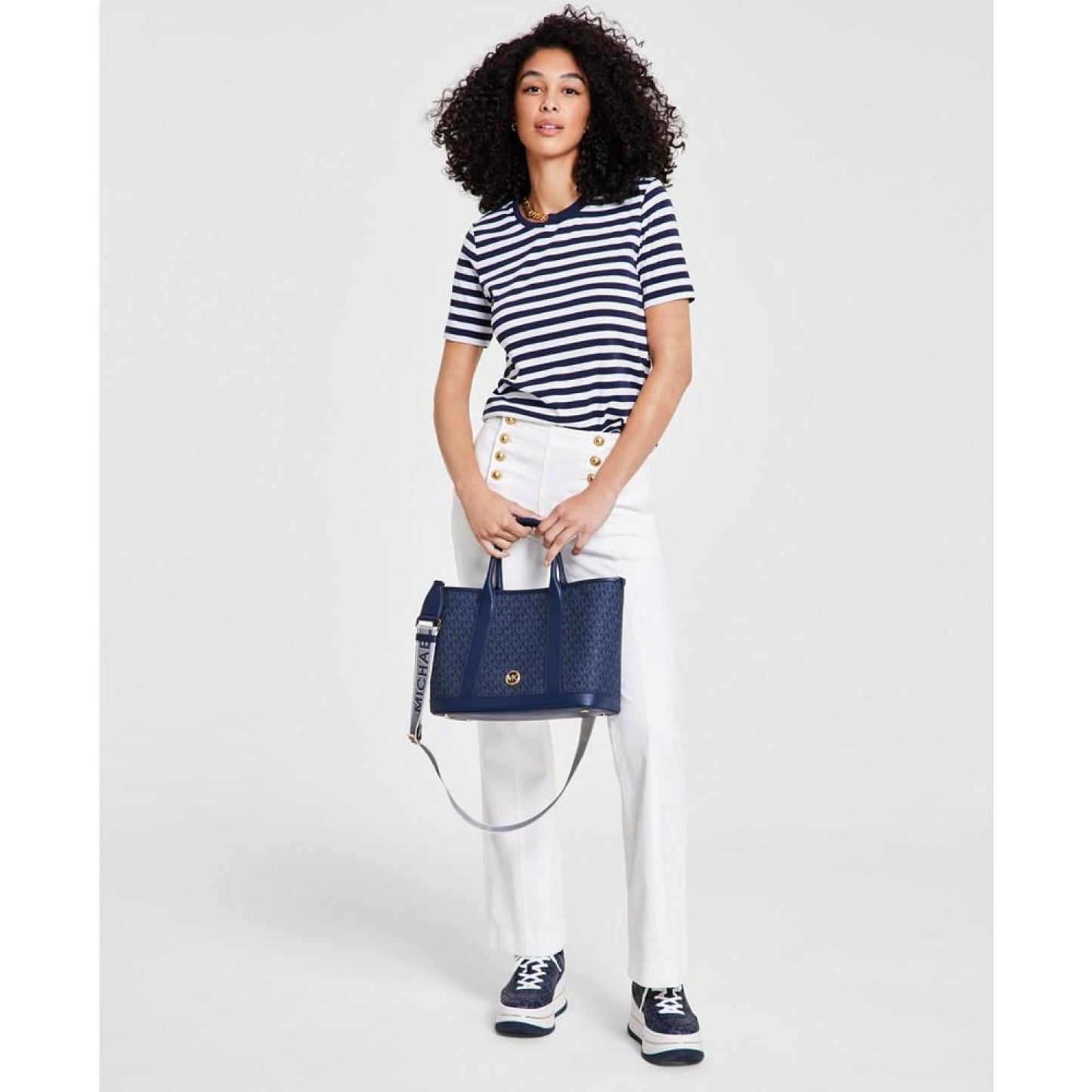 Women's Striped Chain-Neck T-Shirt, Regular & Petite