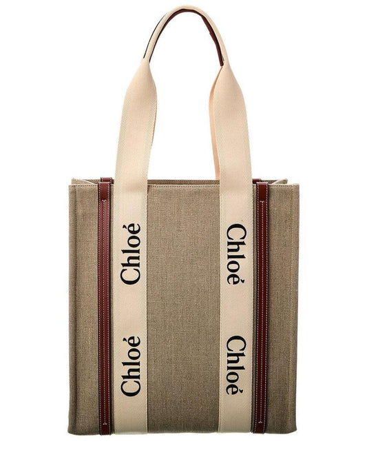 Chloé Woody N/S Canvas & Leather Tote