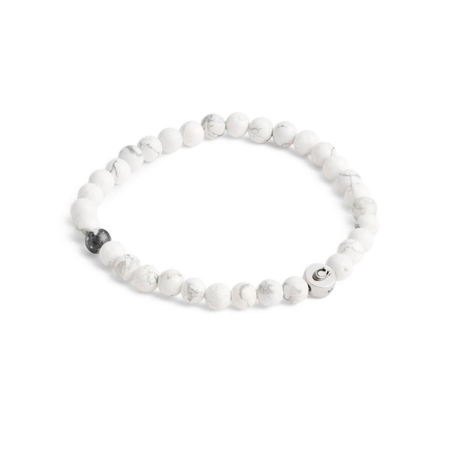 Men's Sterling Silver Signature Howlite Bead Stretch Bracelet