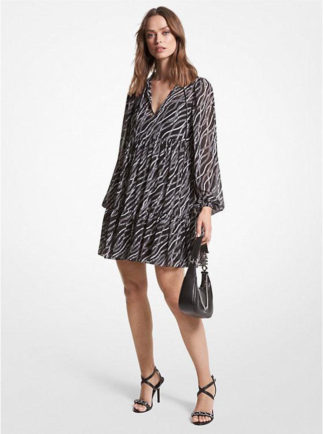 Status Print Georgette Babydoll Dress