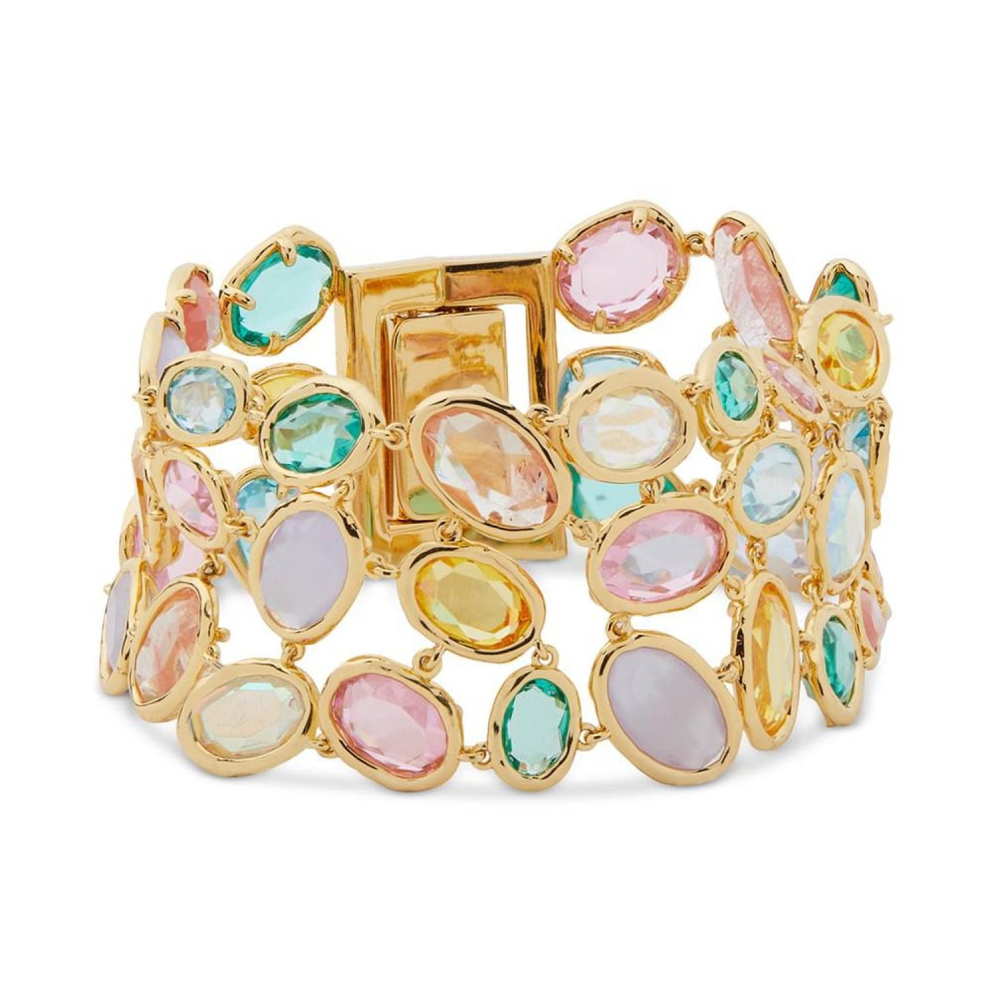 Gold-Tone Multicolor Cubic Zirconia Statement Flex Bracelet