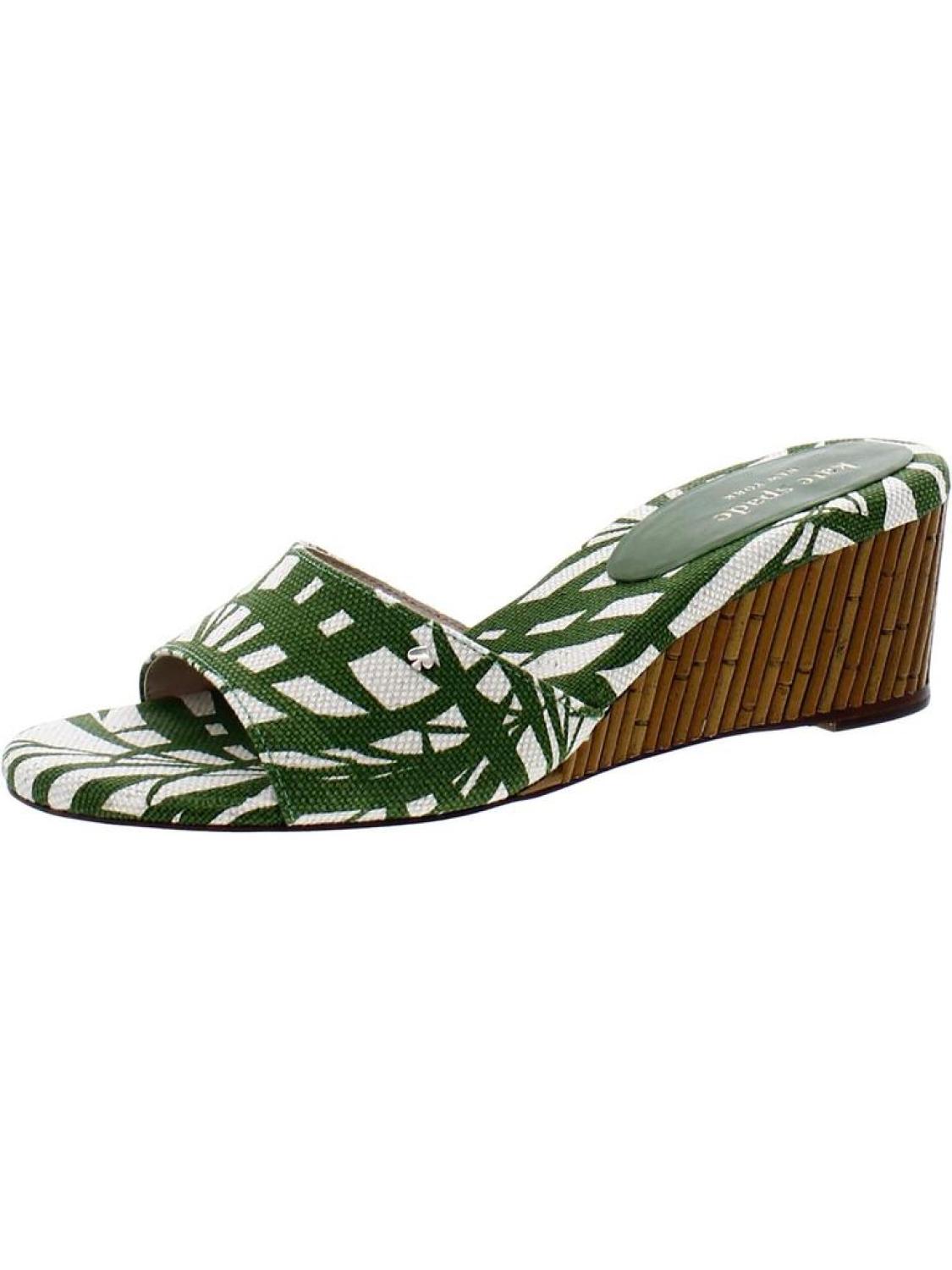 Meena Womens Canvas Floral Print Slide Sandals