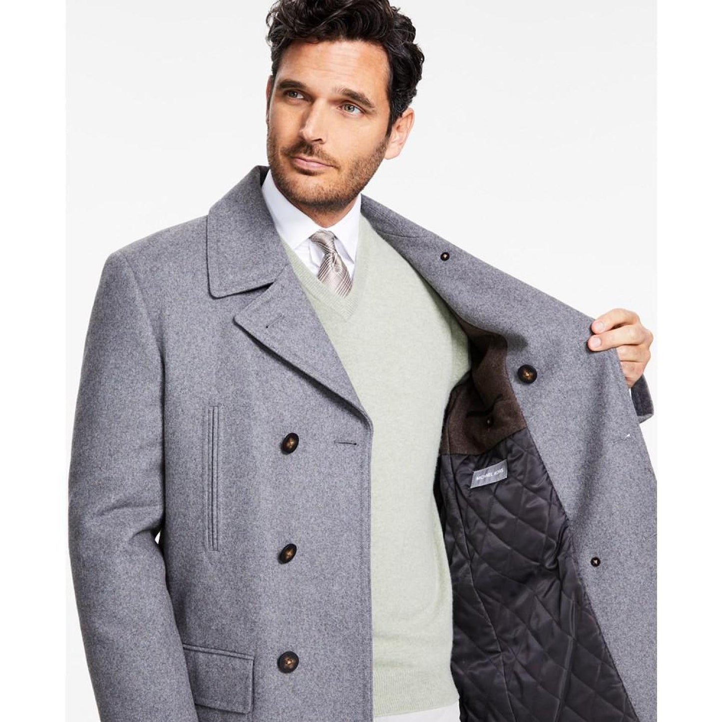 Men's Classic Fit Double-Breasted Wool Blend Peacoats