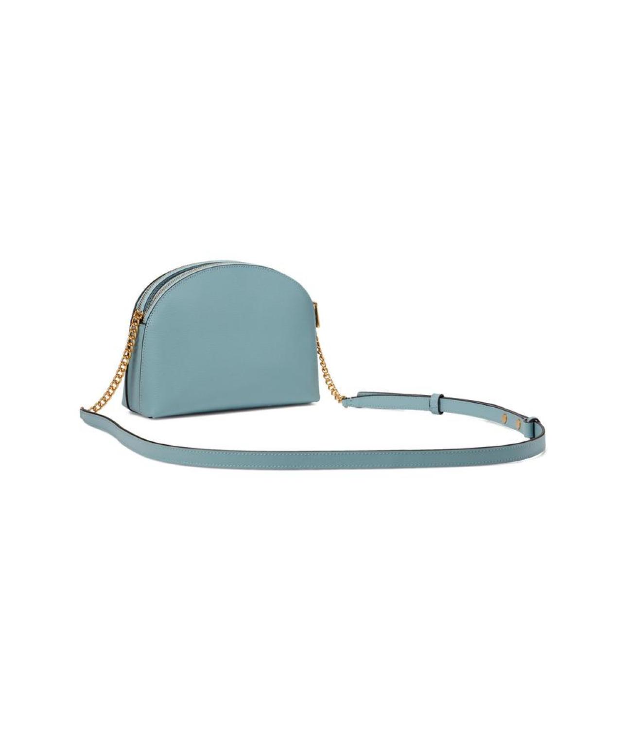 Morgan Saffiano Leather Double Zip Dome Crossbody