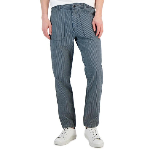 Men's Regular-Fit Straight-Leg Railroad Stripe Carpenter Pants