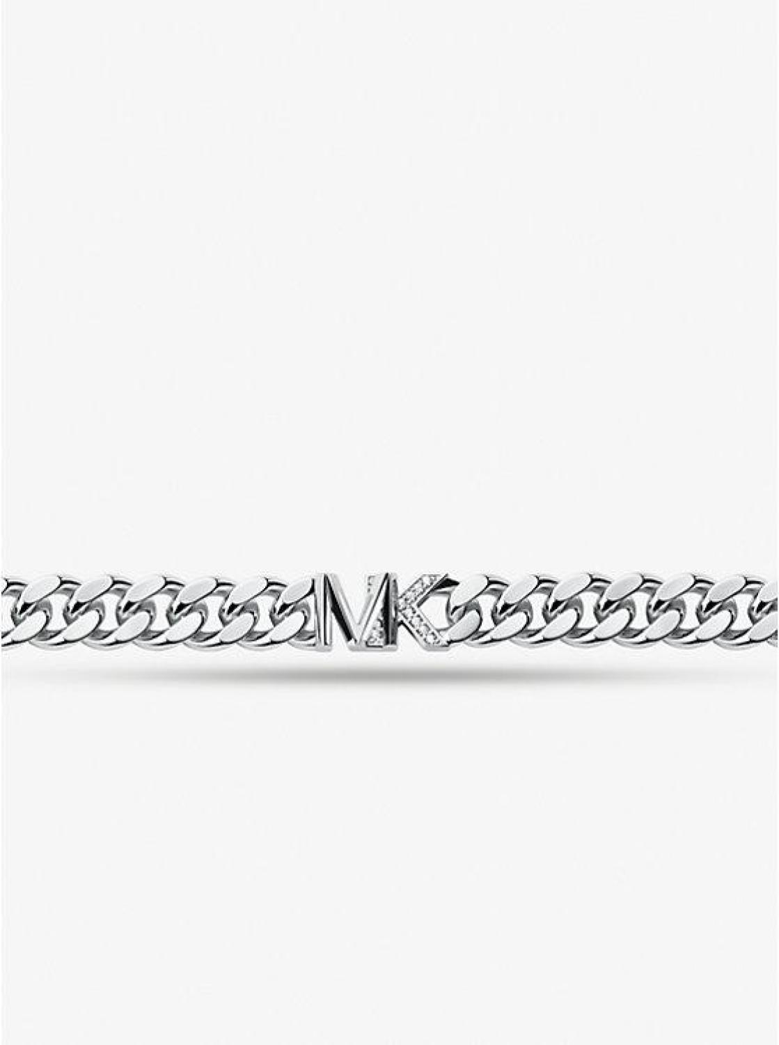 14K Gold-Plated Brass Pavé Logo Curb Link Bracelet