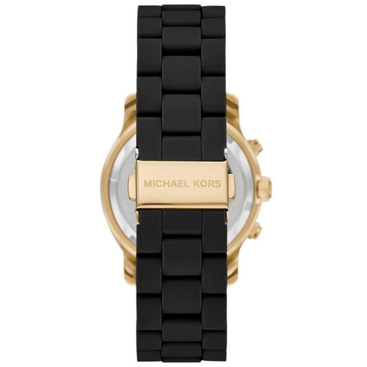 Women's Runway Quartz Chronograph Gold-Tone Stainless Steel and Black Silicone Watch 38mm