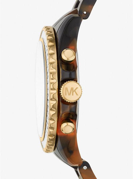 Oversized Everest Pavé Gold-Tone and Tortoiseshell Bio-Based Acetate Watch