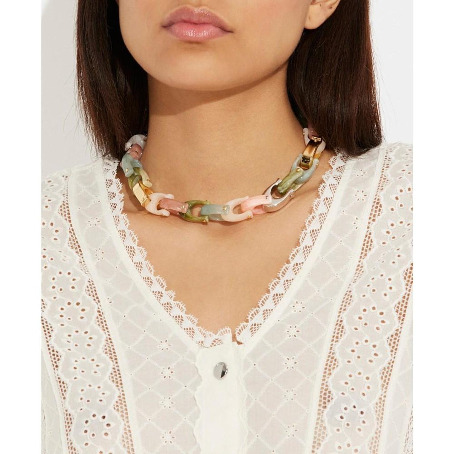 Two-Tone Signature Resin Collar Necklace