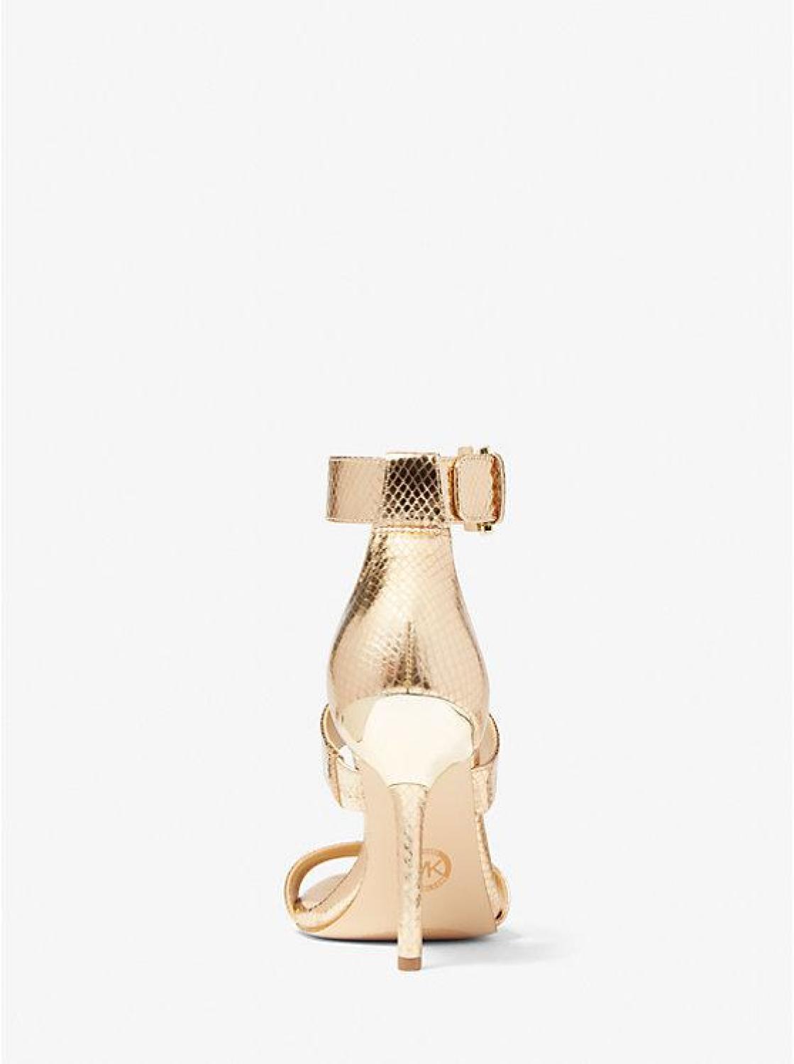 Amal Metallic Snake Embossed Leather Sandal