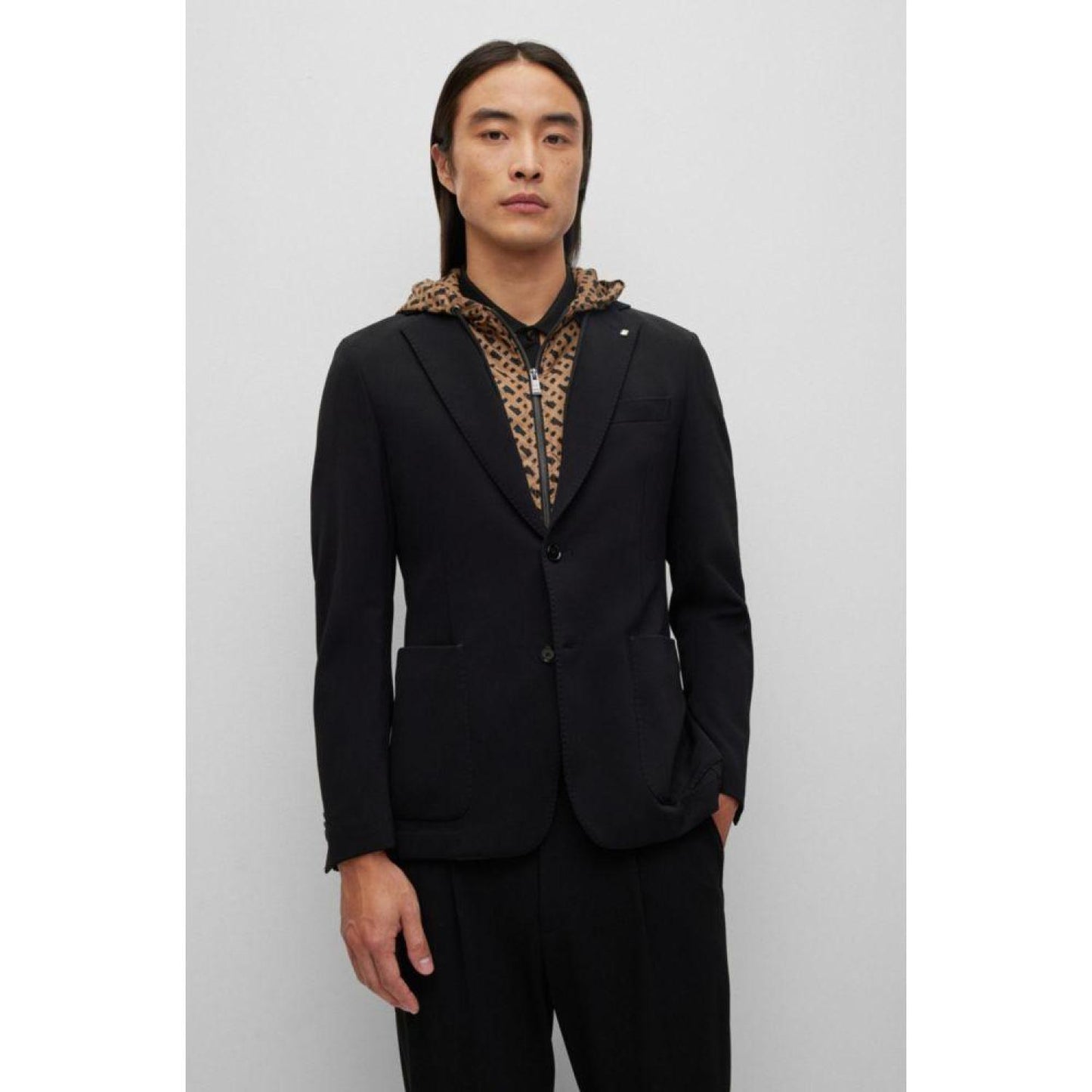 Slim-fit jacket with monogram-patterned inner