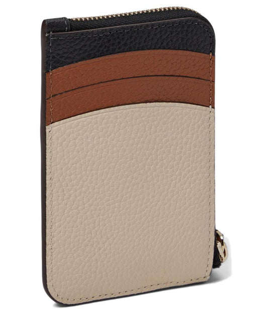 Knott Color-Blocked Pebbled Leather Zip Card Holder