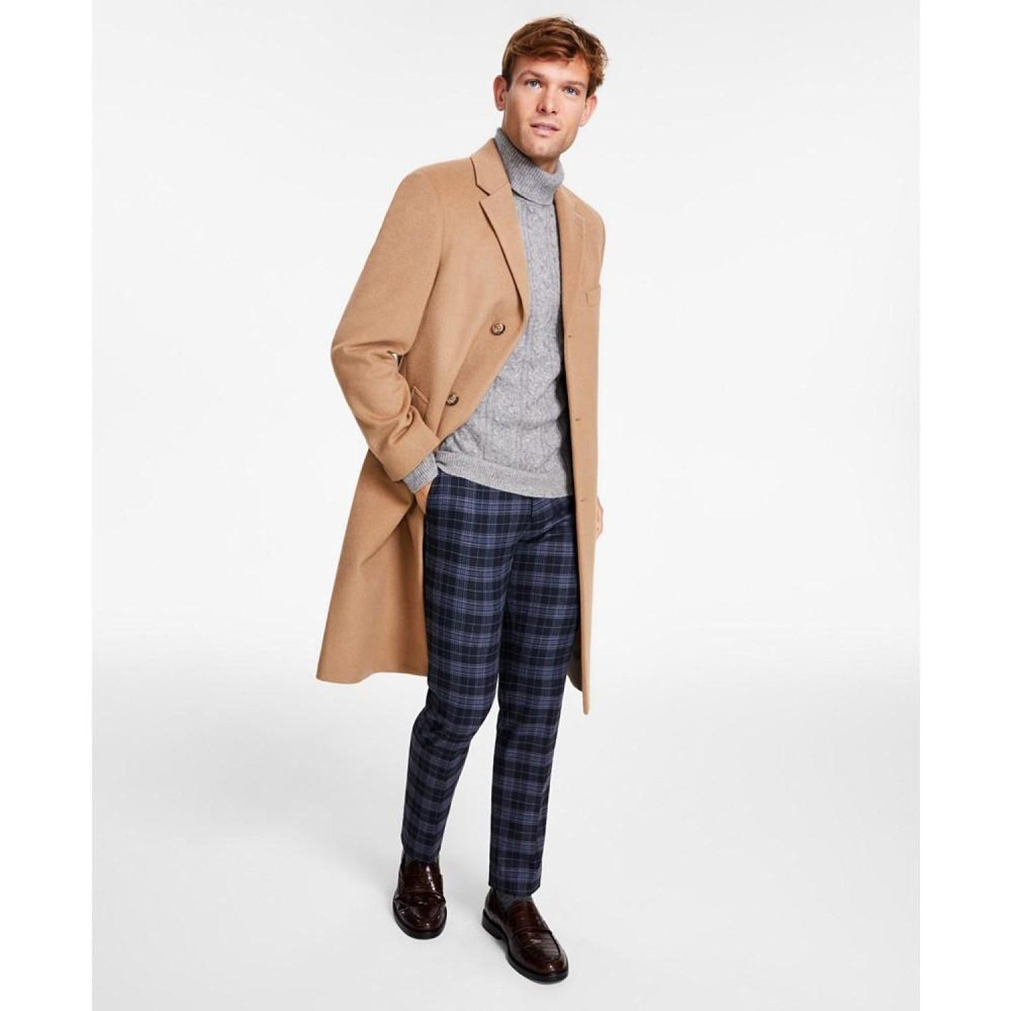 Men's Classic-Fit Solid Wool Blend Overcoats