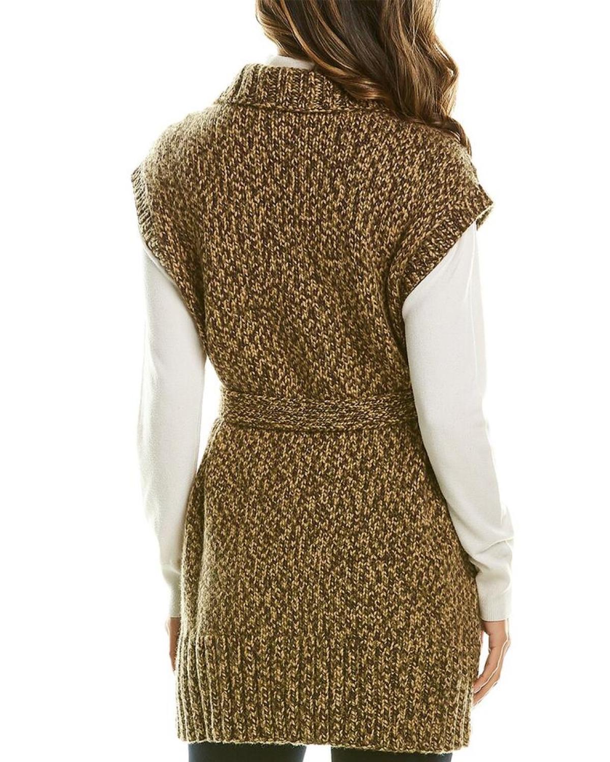 Michael Kors womens Collection Marled Cashmere Vest, L, Green