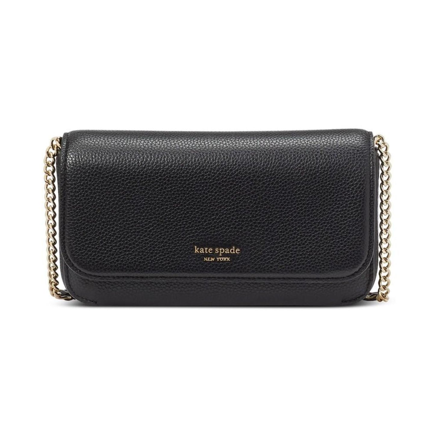 Ava Pebbled Leather Flap Chain Wallet