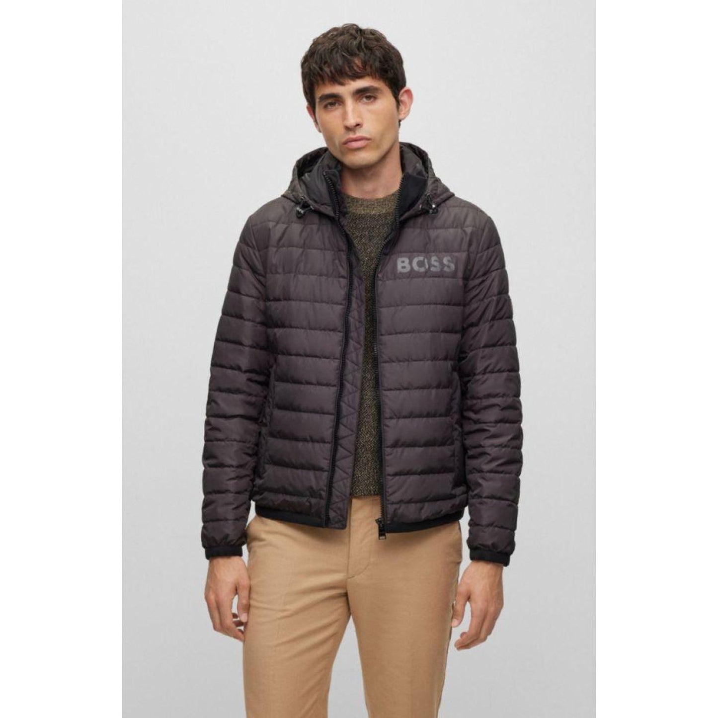 Water-repellent padded jacket with tonal logo
