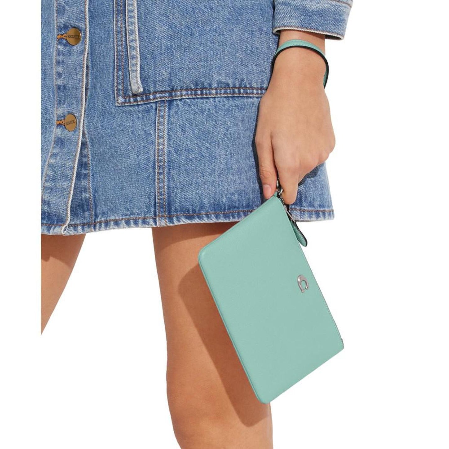 Polished Pebble Leather Small Zip-Top Wristlet