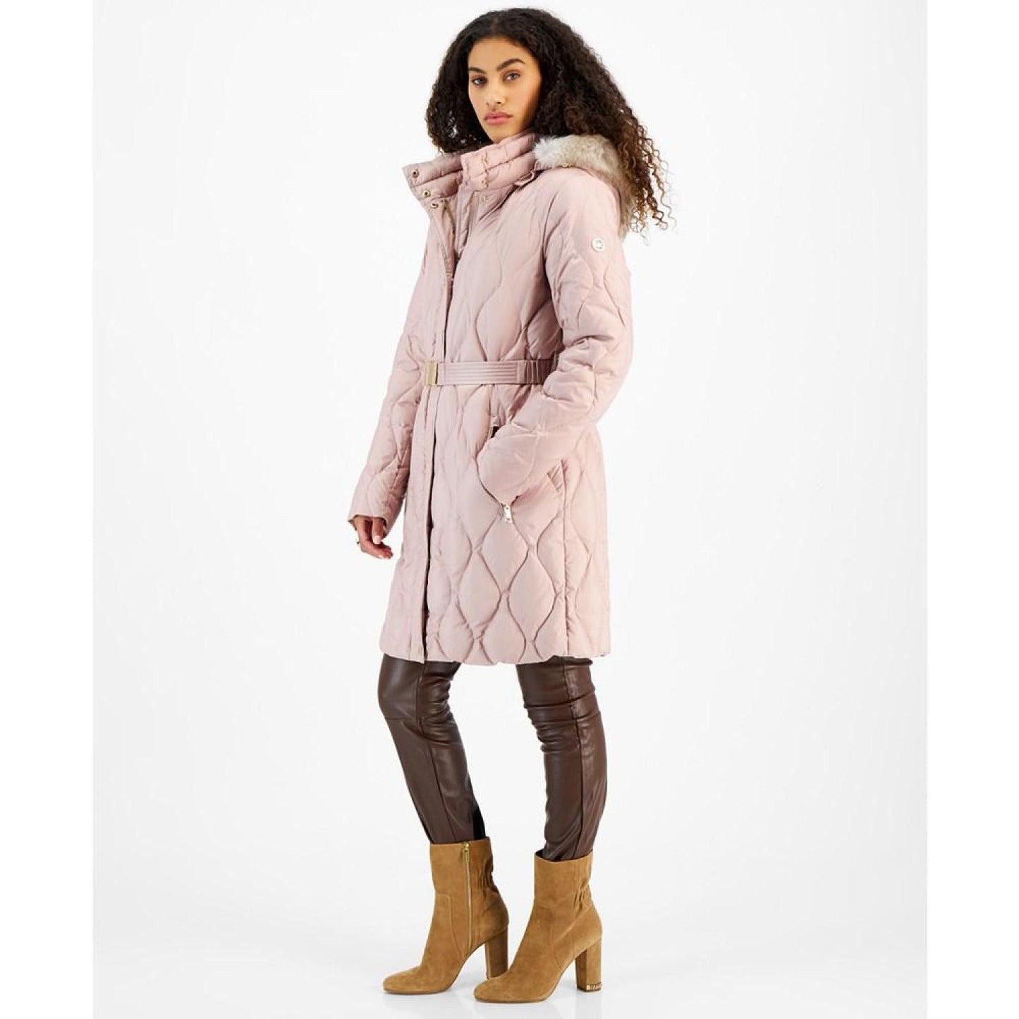 Women's Quilted Faux-Fur-Trim Hooded Puffer Coat