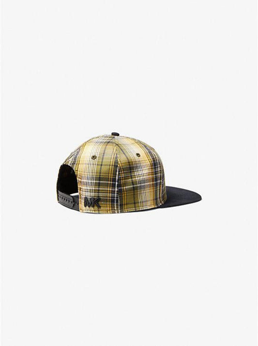 Plaid Stretch Cotton Flat Brim Hat