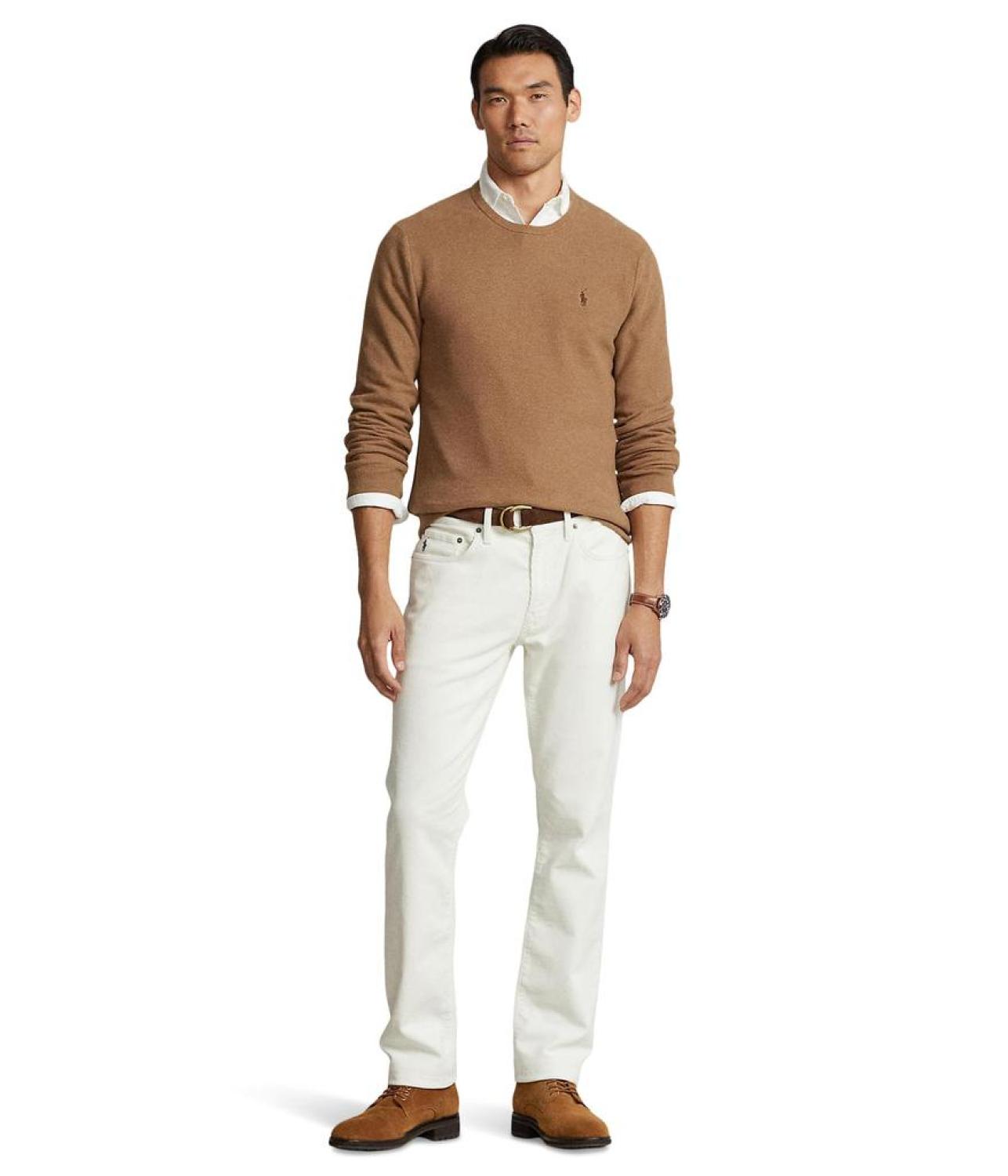 Textured Cotton Crew Neck Sweater