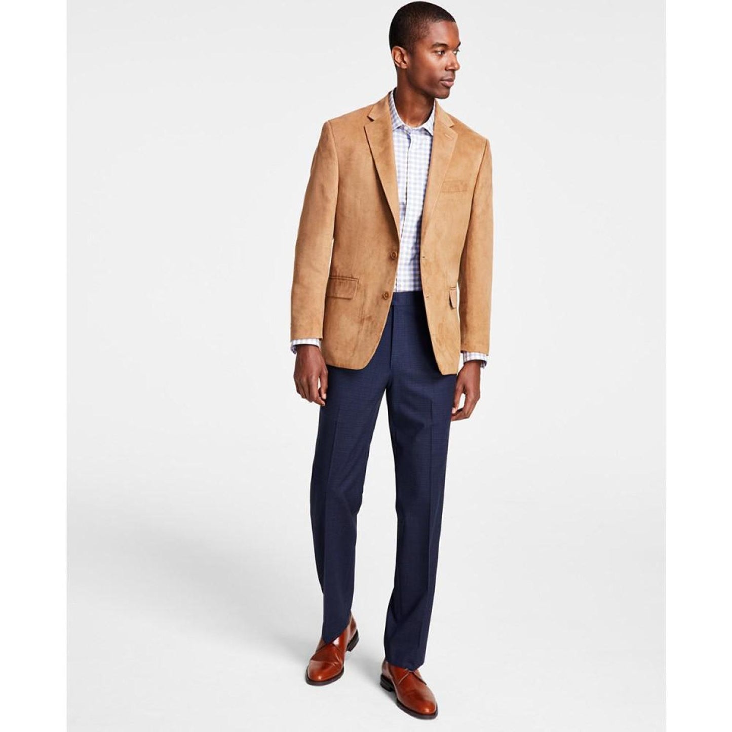 Men's Classic Fit Notch Lapel Faux Suede Sport Coat
