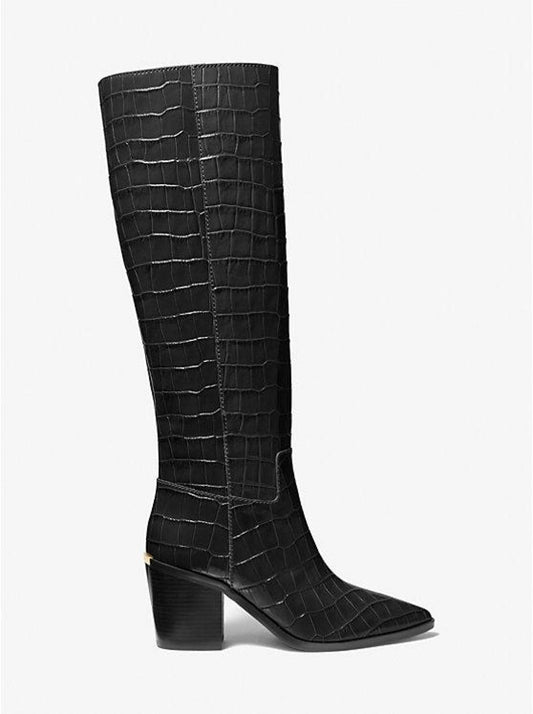 Loni Crocodile Embossed Leather Boot