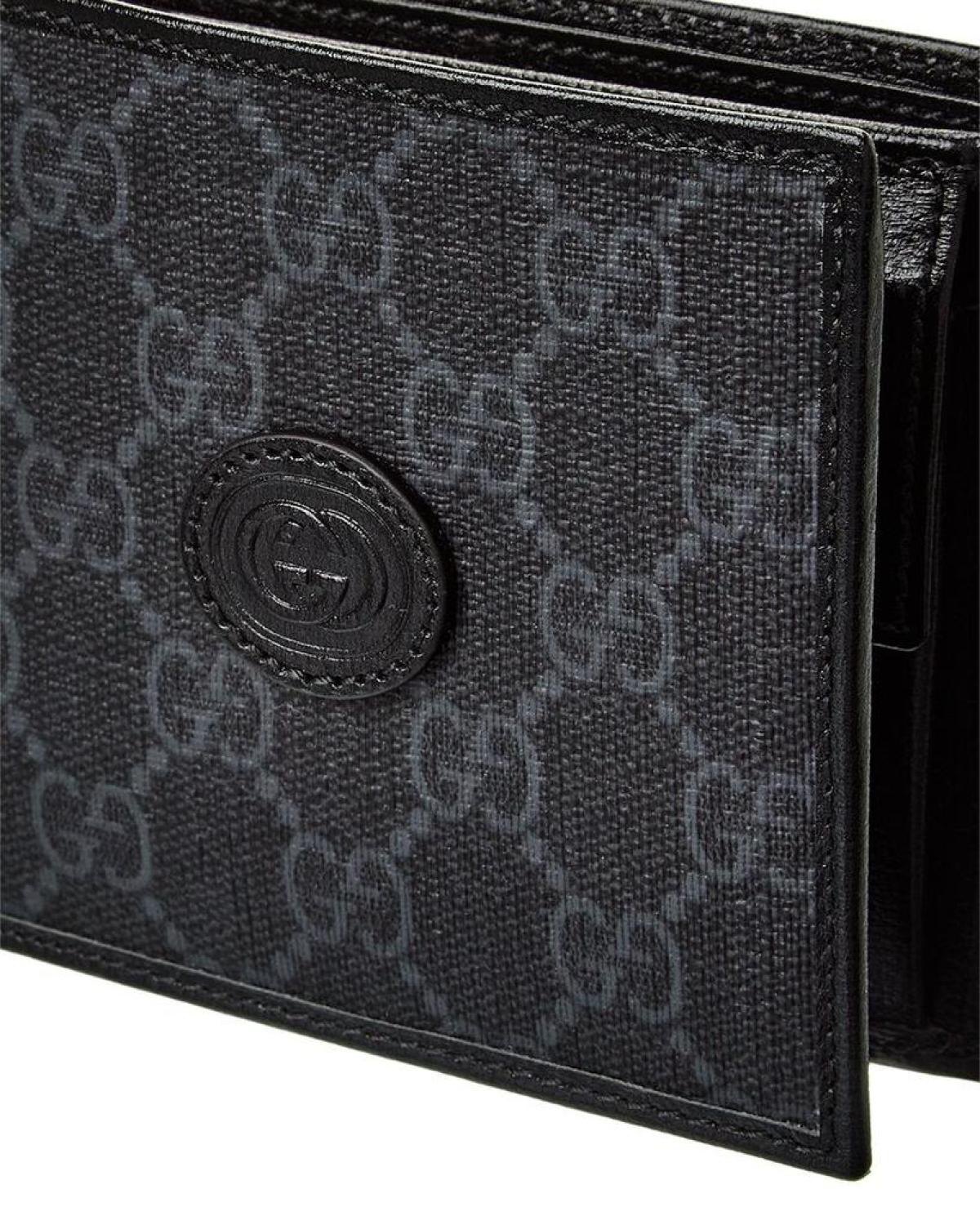 Gucci Interlocking G GG Supreme Canvas & Leather Bifold Wallet