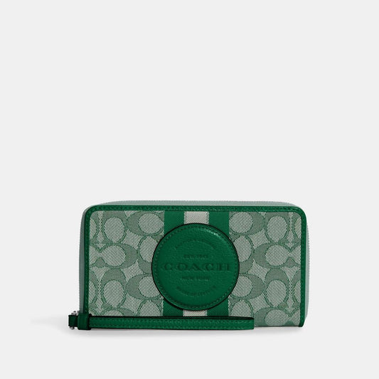 Coach Outlet Dempsey Large Phone Wallet In Signature Jacquard With Stripe And Coach Patch