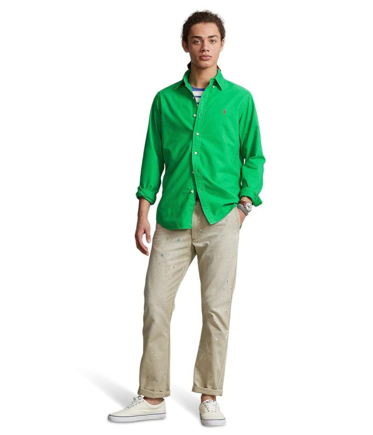 Classic Fit Long Sleeve Garment Dyed Oxford Shirt