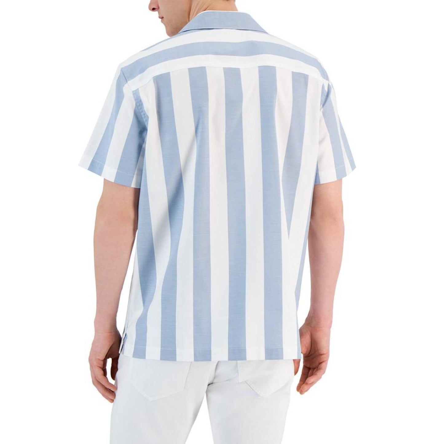 Men's Slim-Fit Rugby Stripe Short-Sleeve Button-Up Shirt