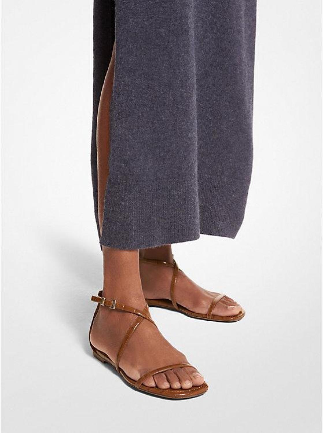 Polly Crocodile Embossed Leather Sandal