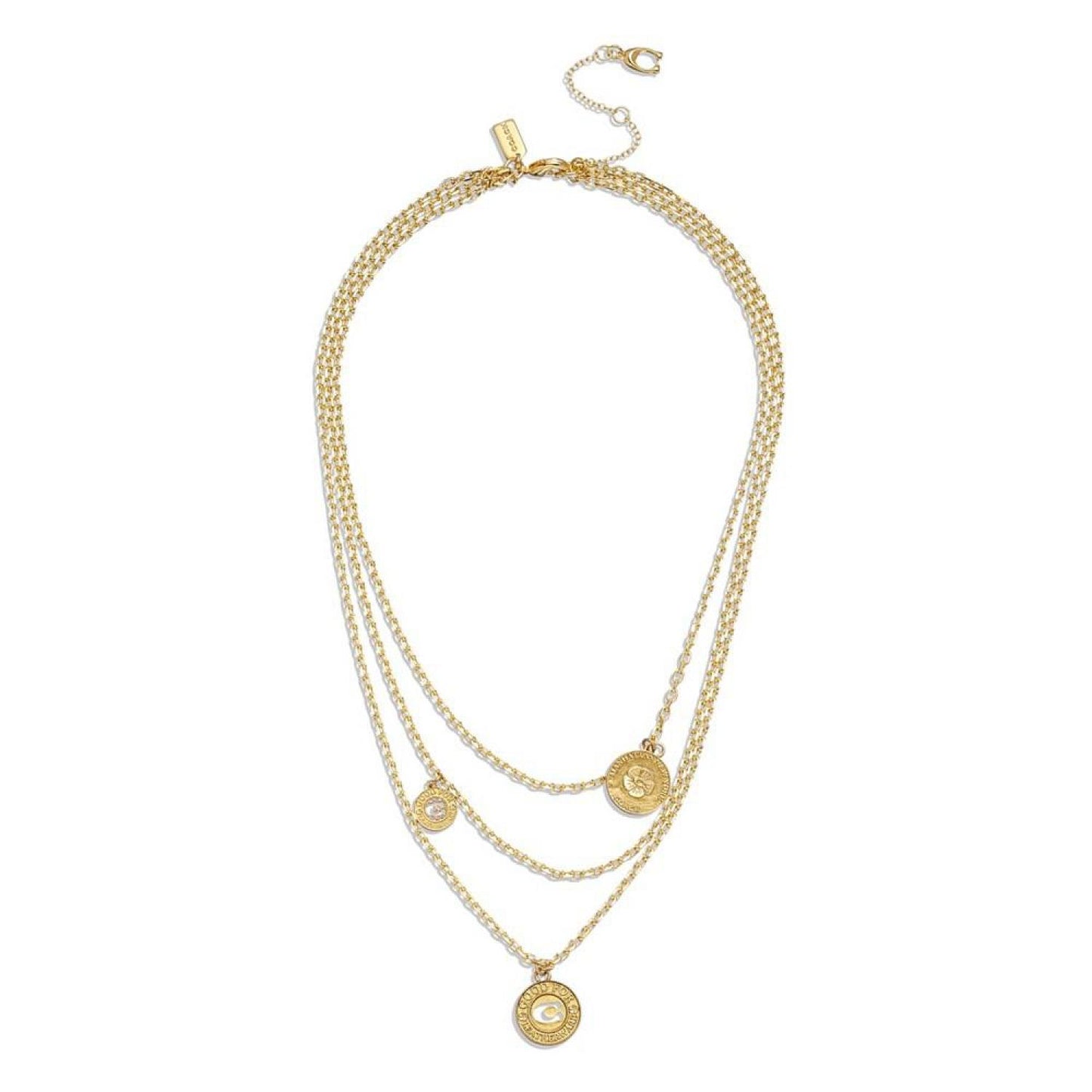 Faux Stone Signature Coin Layered Necklace