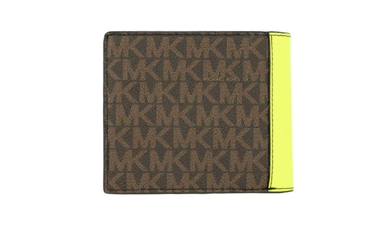 Michael Kors Cooper  Neon Signature Leather Graphic Logo Billfold Women's Wallet