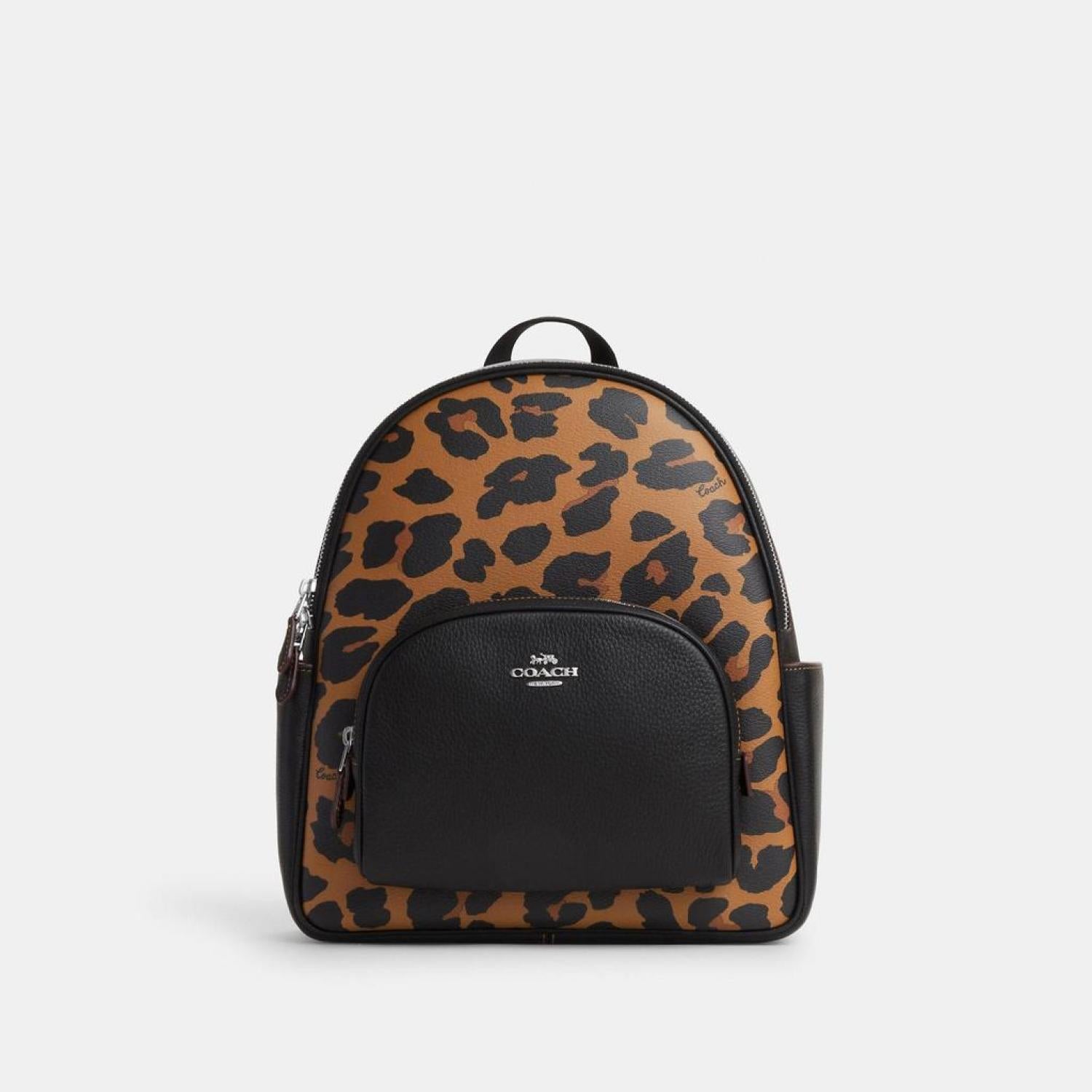 coach backpack court Coach Outlet Court Backpack With Signature Canvas And Leopard Print - Women's Backpacks
