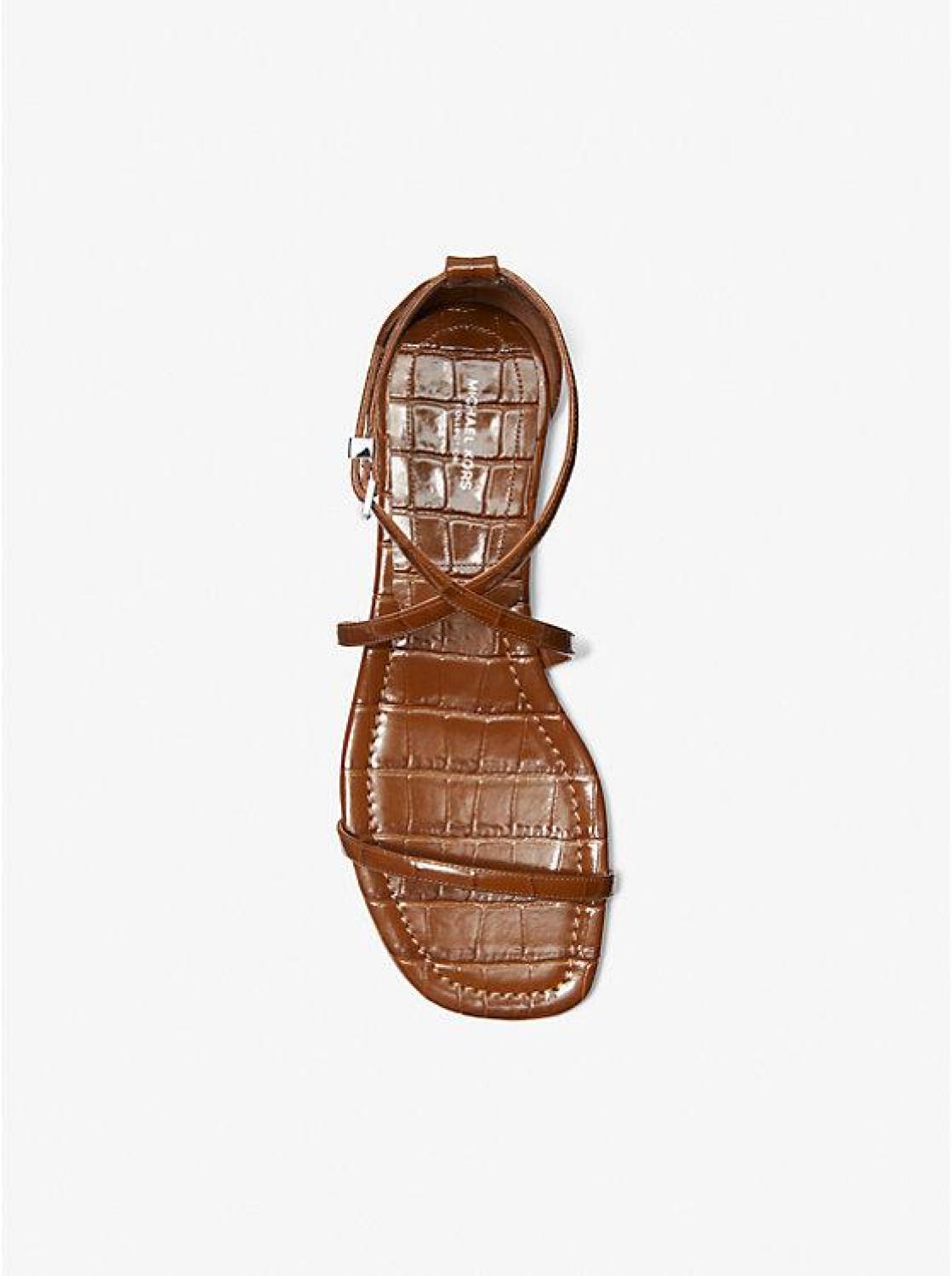 Polly Crocodile Embossed Leather Sandal