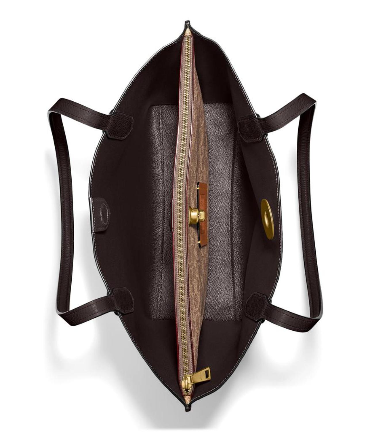 Color-Block Leather with Coated Canvas Signature Interior Willow Tote