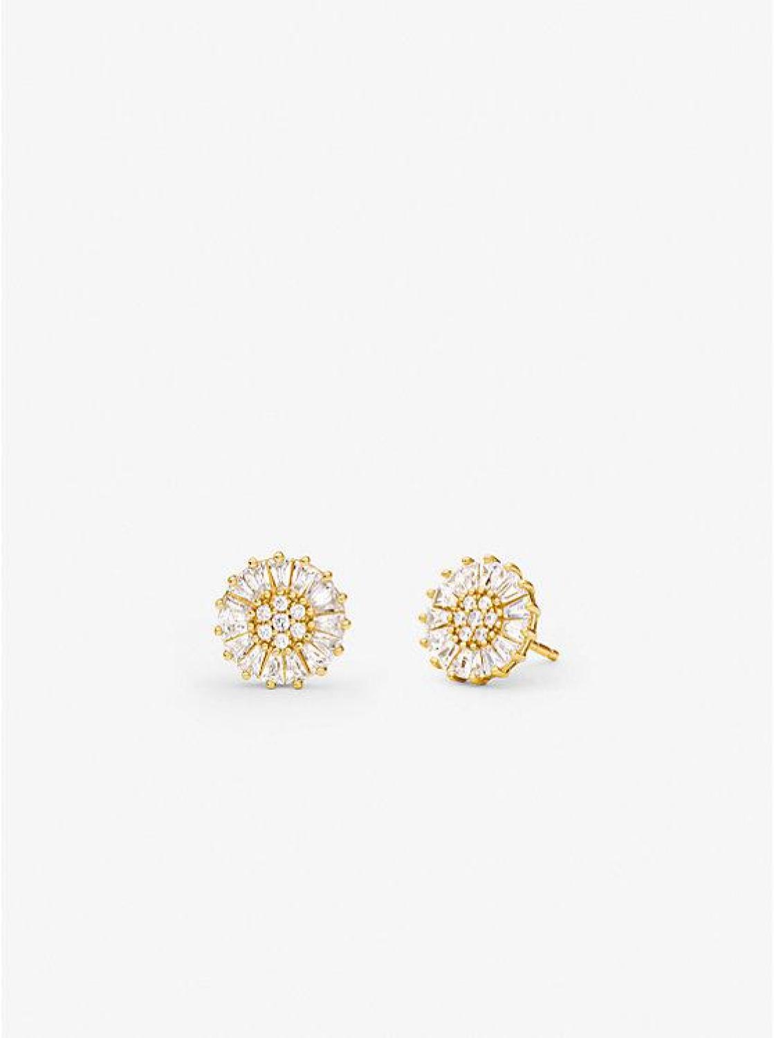 Precious Metal-Plated Sterling Silver Pavé Stud Earrings
